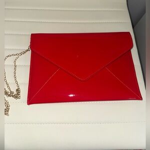 Stylish Red Envelope Clutch or Crossbody with Gold Chain